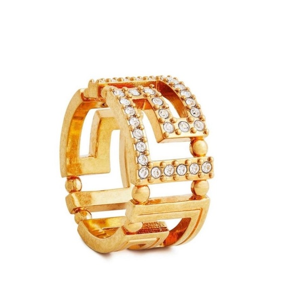 Versace Gold Crystal Embellished Ring - Picture 3 of 10